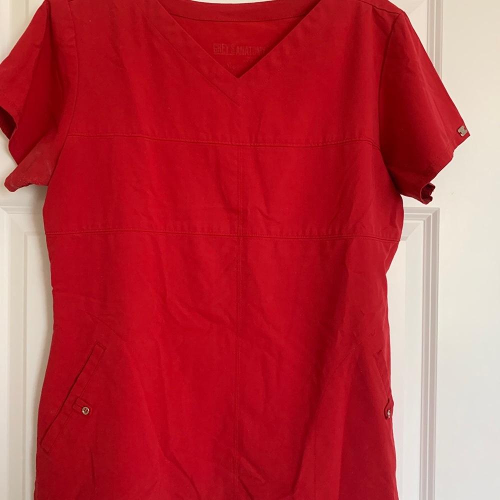 Red greys anatomy scrub top